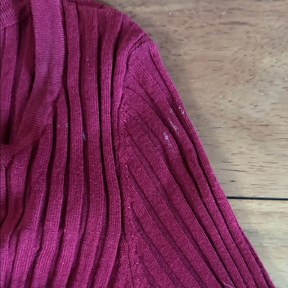 Inc Ribbed Zip-Up Red Top - Picture 3 of 5